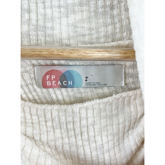 Free People Beach World Traveler Split Back‎ Hem Women's Size Sm Ivory USA Made - Picture 3 of 8